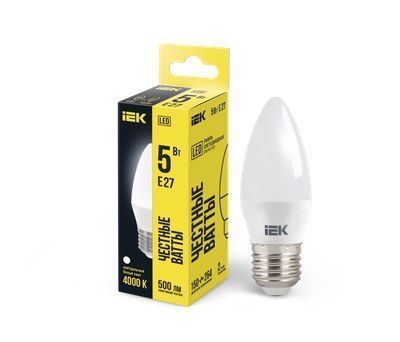 Лампа светодиодная C35 свеча 5Вт 230В 4000К E27 IEK