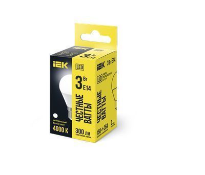 Лампа светодиодная G45 шар 3Вт 230В 4000К E14 IEK