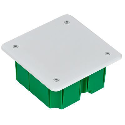 Коробка распаячная КМ41021 для полых стен безгалогенная (HF) 92х92х45мм с саморезами металлическими лапками и крышкой IEK