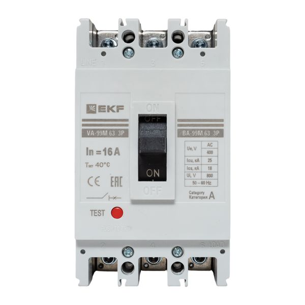Выключатель автоматический ВА-99М 63/16А 3P 25кА EKF