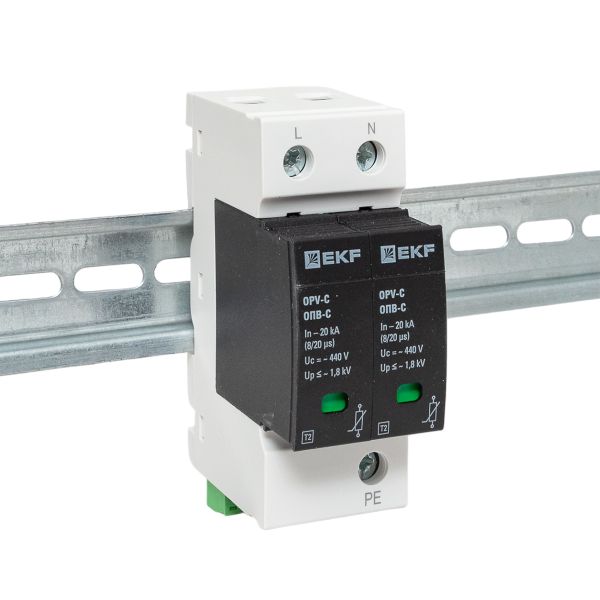 Ограничитель импульсных напряжений ОПВ-C/2P In 20кА 440В с сигн. EKF