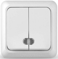 UNIVersal  Олимп  Бел. Выкл. 2-кл. с подсвет. 10А 220В ОП О0123