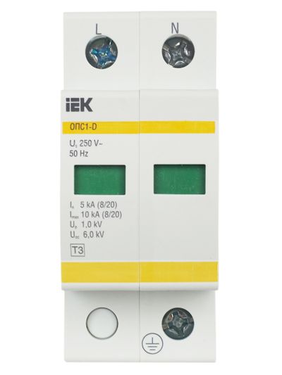KARAT Ограничитель импульсного перенапряжения ОПС1-D 2P In=5кА Un=230В Im=10кА IEK