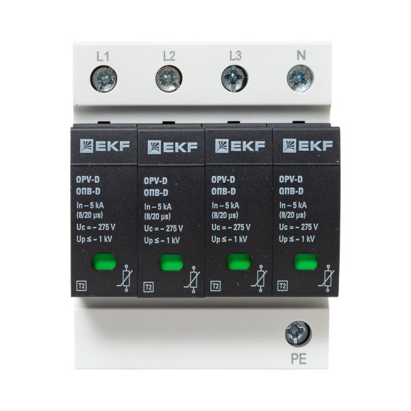 Ограничитель импульсных напряжений ОПВ-D/4P In 5кА 275В с сигн. EKF PROxima