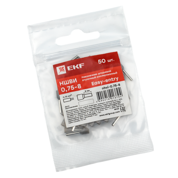 Наконечник штыревой втулочный изолированный НШвИ 0,75-8 (50шт.) EKF PROxima