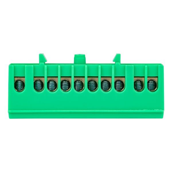 Шина "0" PE (6x9мм) 10 отверстий латунь зеленый изолированный корпус на DIN-рейку EKF PROxima