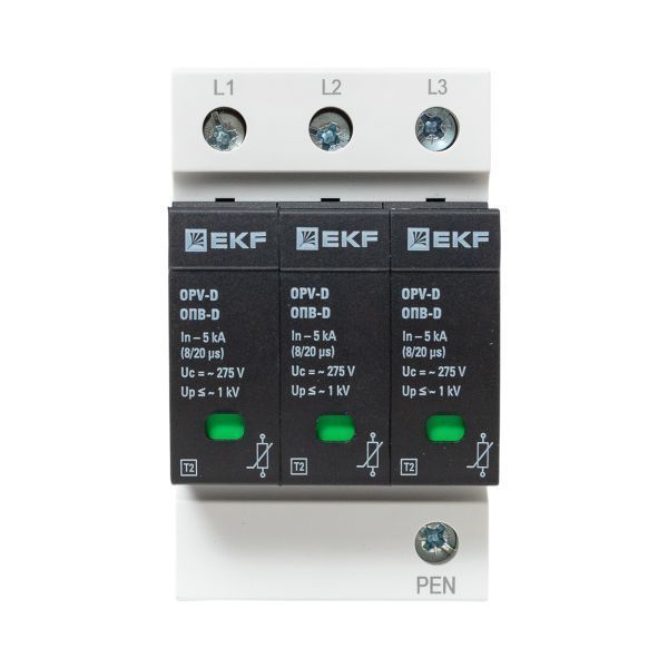 Ограничитель импульсных напряжений ОПВ-D/3P In 5кА 275В с сигн. EKF PROxima