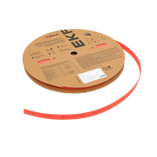 Термоусаживаемая трубка ТУТ нг 16/8 красная рулон EKF PROxima