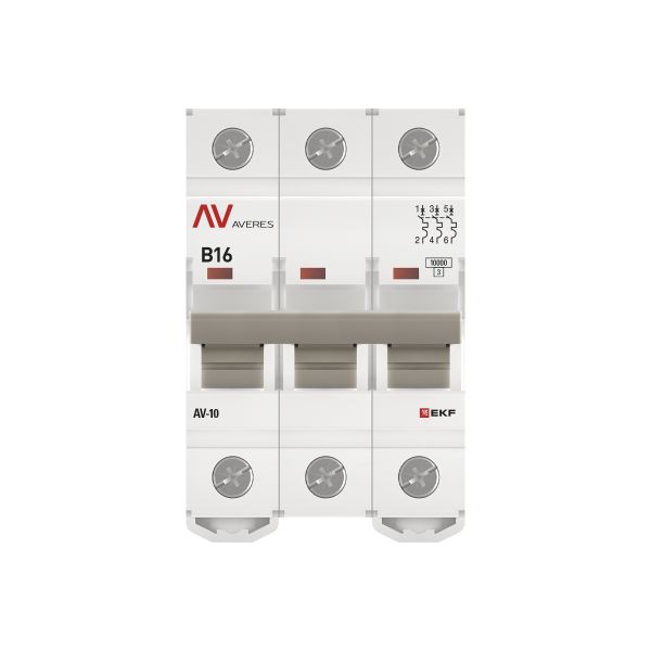 Выключатель автоматический AV-10 3P 16A (B) 10kA EKF AVERES