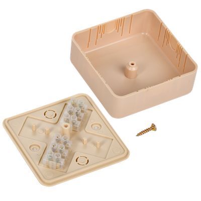 Коробка распаячная КМ41216-04 для открытой проводки безгалогенная (HF) 75х75х28мм сосна (6 клемм 6мм2) IEK