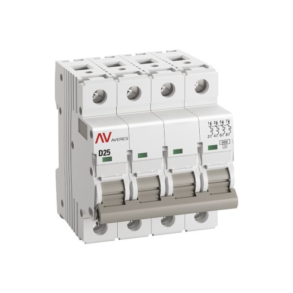 Выключатель автоматический AV-6 4P 25A (D) 6kA  EKF AVERES