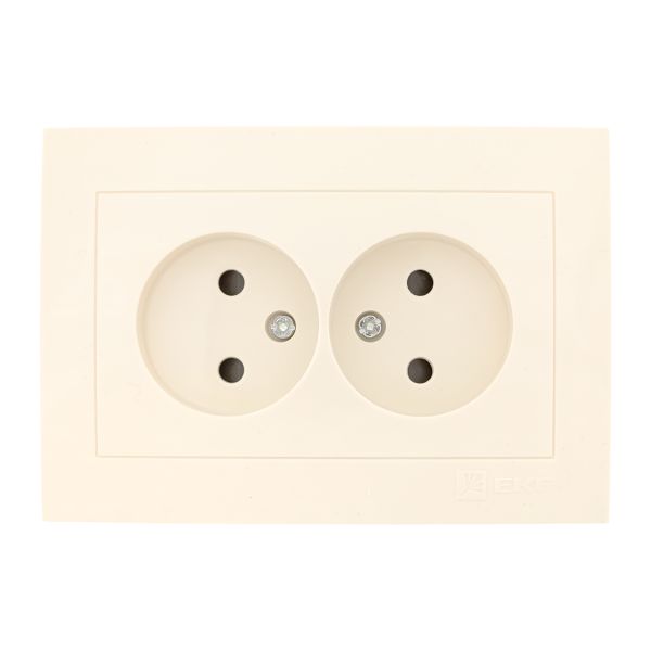 Валенсия розетка 2-местная б/з 10А кремовая с защ. штор. EKF PROxima