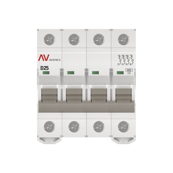 Выключатель автоматический AV-6 4P 25A (D) 6kA  EKF AVERES