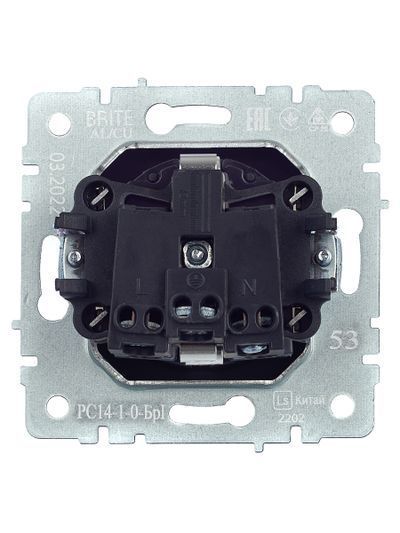 BRITE Розетка 1-местная с заземлением с защитными шторками 16А РС14-1-0-БрГ графит IEK