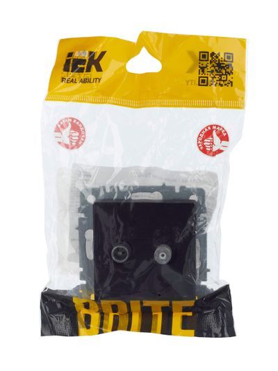 BRITE Розетка двойная TV+SAT РТВ/РСп12-БрЧ черный IEK