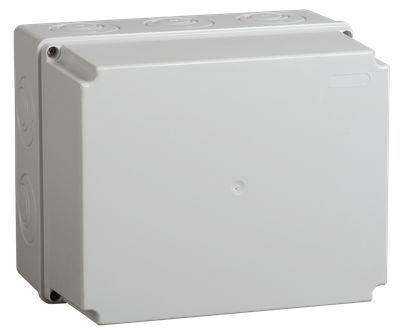 Коробка распаячная КМ41274 для открытой проводки безгалогенная (HF) 240х195х165мм IP55 5 вводов серая IEK