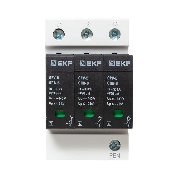 Ограничитель импульсных напряжений ОПВ-B/3P In 30кА 440В с сигн. EKF PROxima