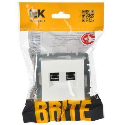 BRITE Розетка двойная RJ11+RJ45 кат.5E РК/Т12-БрБ белый IEK