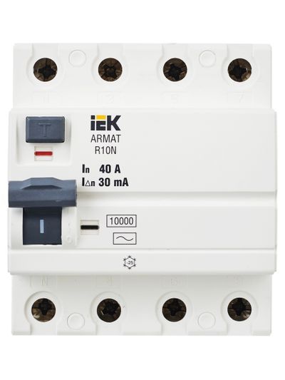 ARMAT Выключатель дифференциального тока R10N 4P 40А 30мА тип AC IEK