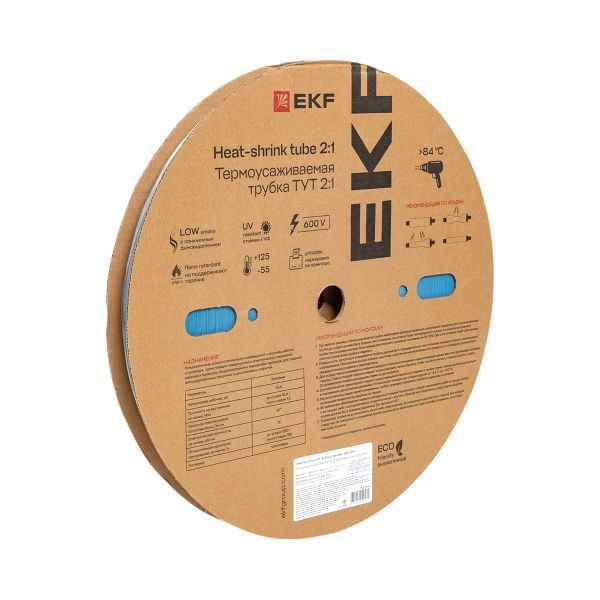 Термоусаживаемая трубка ТУТ нг 16/8 синяя рулон EKF PROxima