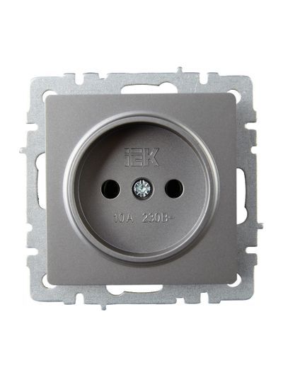 BRITE Розетка 1-местная без заземления без защитных шторок 10А РС10-1-0-БрС сталь IEK