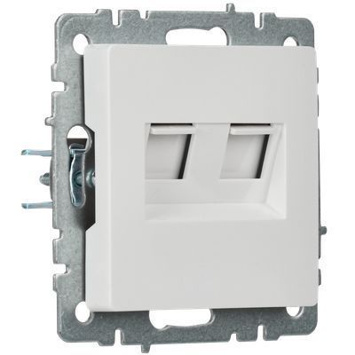 BRITE Розетка двойная RJ11+RJ45 кат.5E РК/Т12-БрБ белый IEK