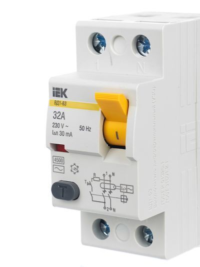 Выключатель дифференциальный (УЗО) ВД1-63 2Р 32А 30мА IEK