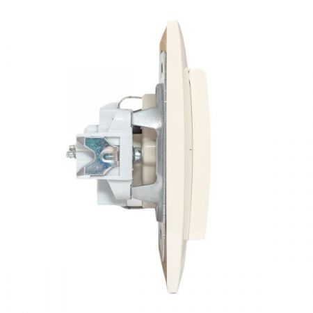 Валенсия розетка 1-местная с/з 16А кремовая с крышкой и защ. штор. EKF