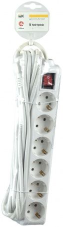 Удлинитель У06К 6 мест с заземлением 5м 3х1мм2 16А/250 IEK