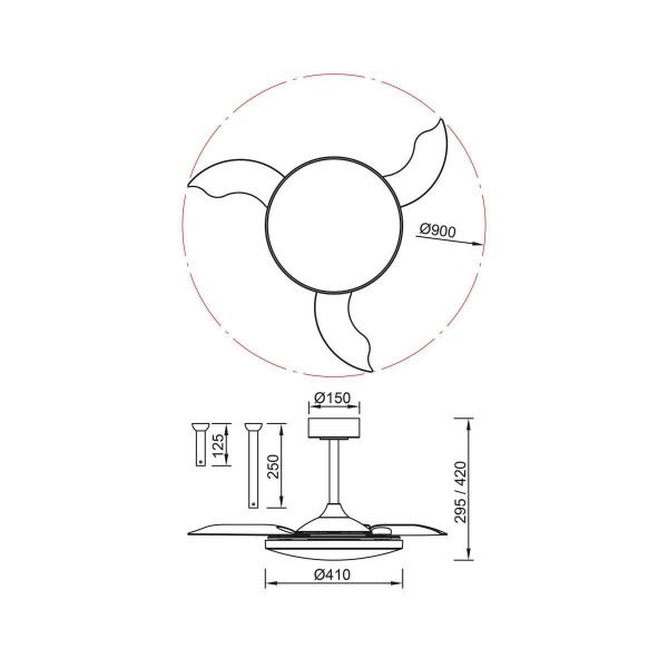 Люстра-вентилятор Mantra SLIM FAN mini 9009