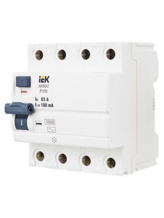 ARMAT Выключатель дифференциального тока R10N 4P 63А 100мА тип AC IEK