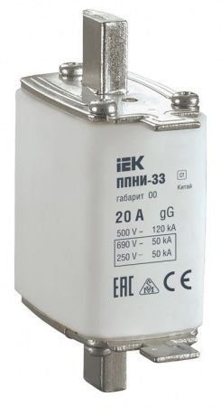 Плавкая вставка предохранителя ППНИ-33 габарит 00 20А IEK