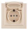 Минск Розетка 1-местная СП с/з с крышкой 16А бежевая с защ. штор. IP44 EKF
