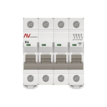 Выключатель автоматический AV-10 4P 4A (K) 10kA EKF AVERES