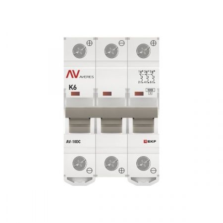 Выключатель автоматический AV-10 DC 3P 6A (K) 10kA EKF AVERES