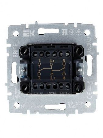BRITE Выключатель 2-клавишный проходной 10А ВС10-2-6-БрМ маренго IEK