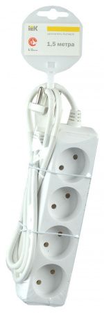 Удлинитель У4 4 места без заземления 1,5м 2х0,75мм2 10А/250В IEK