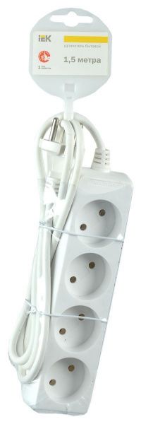 Удлинитель У4 4 места без заземления 1,5м 2х0,75мм2 10А/250В IEK