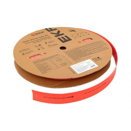 Термоусаживаемая трубка ТУТ нг 30/15 красная рулон EKF PROxima