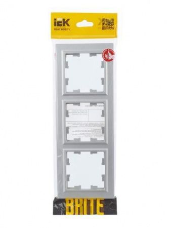 BRITE Рамка 3-местная РУ-3-БрА алюминий IEK