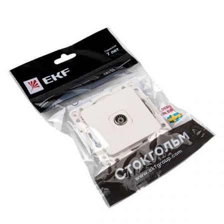 Стокгольм Механизм Розетки TV 1-местной 75Ом 5-862МГц винтовые клеммы белый EKF PROxima