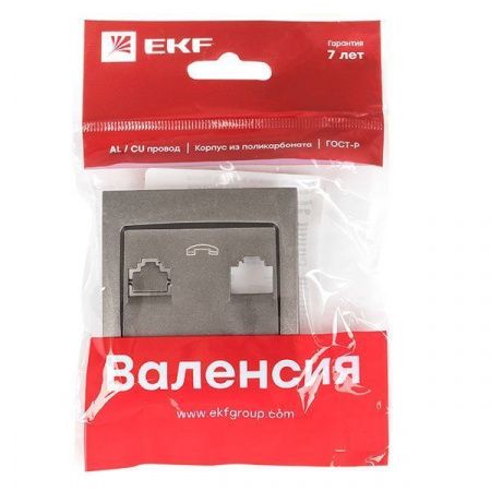 Валенсия лицевая панель розетки Phone 1-местная графит EKF PROxima