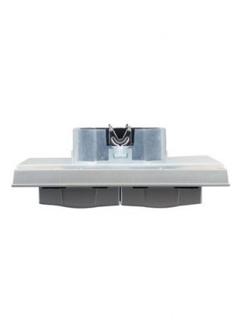 BRITE Розетка 2-местная с заземлением с защитными шторками и крышкой 16А в сборе IP44 РСбш12-3-44-БрА алюминий IEK