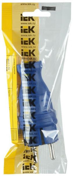 Вилка прямая ВБп3-1-0м IP44 ОМЕГА каучук синяя IEK