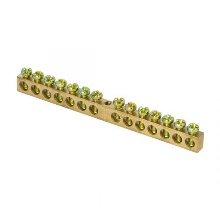 Шина PEN "ноль-земля" (6x9мм) 14 отверстий латунь крепеж по центру EKF PROxima