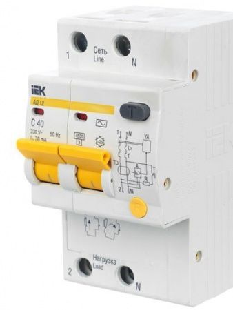 KARAT Дифференциальный автомат АД12 2P 40А 30мА тип AC IEK