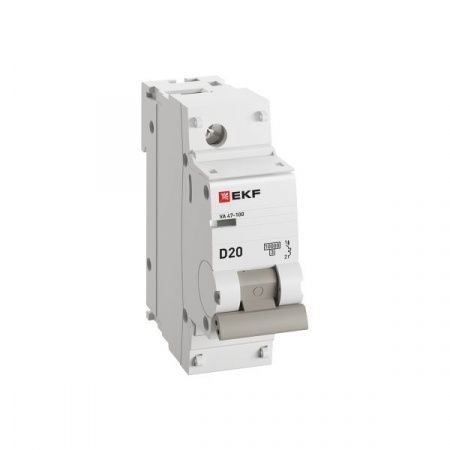 Автоматический выключатель 1P 20А (D) 10kA ВА 47-100 EKF PROxima