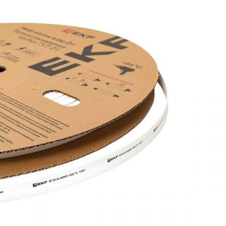 Термоусаживаемая трубка ТУТ нг 12/6 белая рулон EKF PROxima