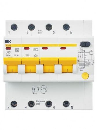 Диф. автомат  4П  63А 300мА АД14S 4Р  IEK