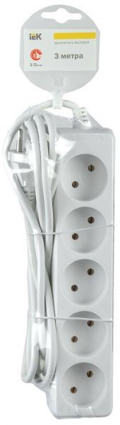 Удлинитель У5 5 мест без заземления 3м 2х0,75мм2 10А/250 IEK